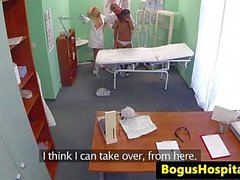 Eurobabe eats uniformed nurse pussy