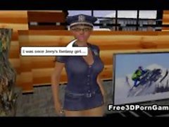 Sexy 3D cartoon police officer stripping down