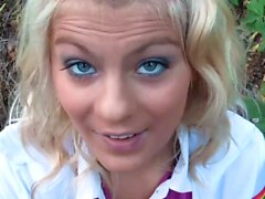 Cute German Girl talk to First POV Suck Outdoor by Stranger