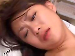 He fucks the Japanese chick on the massage table