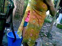 Bangla desi shameless village cousin Nupur bathing outdoor