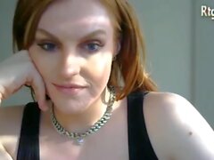 brunette american transwoman with small cock toys ass on webcam