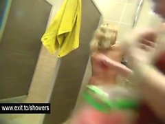 Many amateur girls spied in a public shower room
