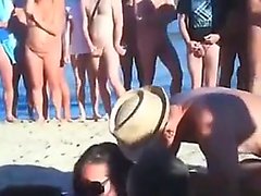 Swinger couple public beach group sex