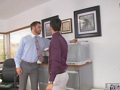 Sexy gay gets ass banged in the office