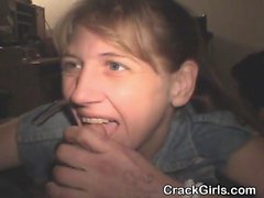 Blonde Crack Whore In A Jean Vest Sucking Dick POV