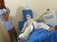 Black guy in a body cast fucks a hot blonde with his huge cock