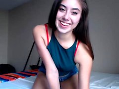 Blowjob from a hot brunette amateur girlfriend on webcam