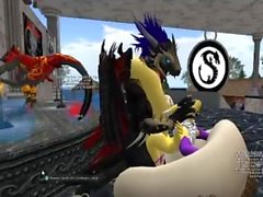 Renamon in Makelove with a black draconians in club