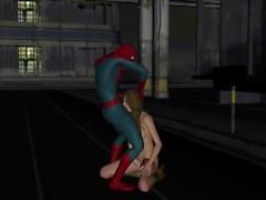 Spiderman gets sucked by woman