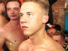 Muscular euro amateur gets barebacked in orgy