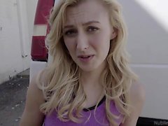 Naughty blonde Alexa Grace tries to fuck and suck her way